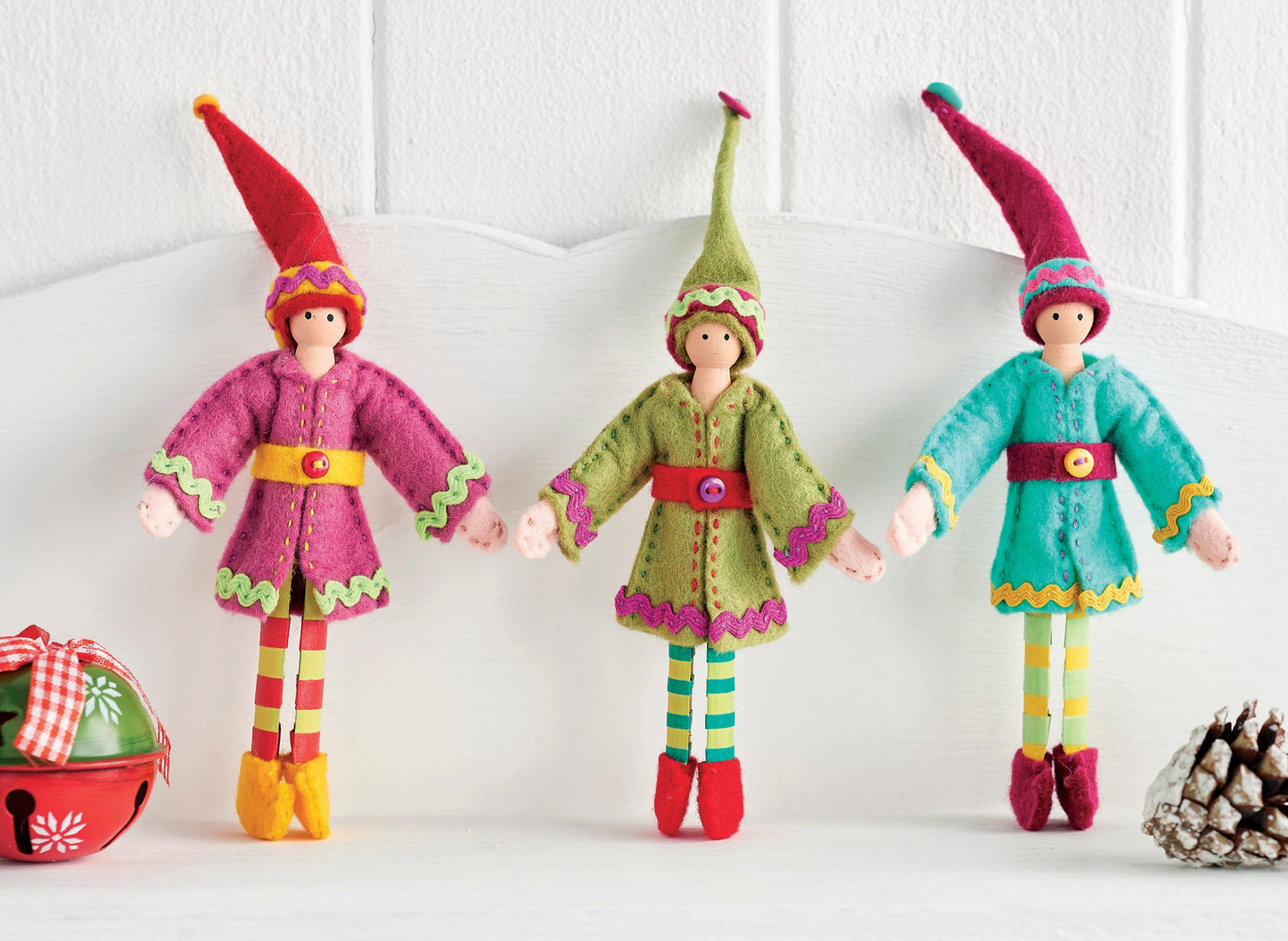 Christmas Felt Elf Peg Dolls Sewing Pattern