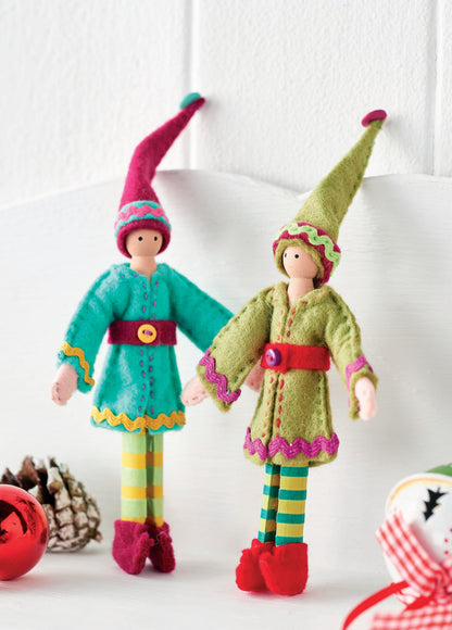 Christmas Felt Elf Peg Dolls Sewing Pattern