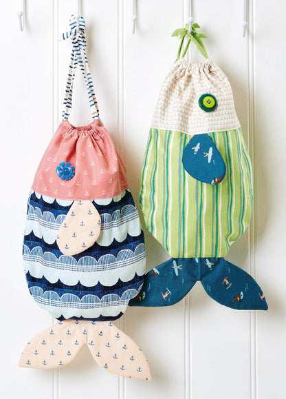 Kids Drawstring Fish Bags Sewing Pattern