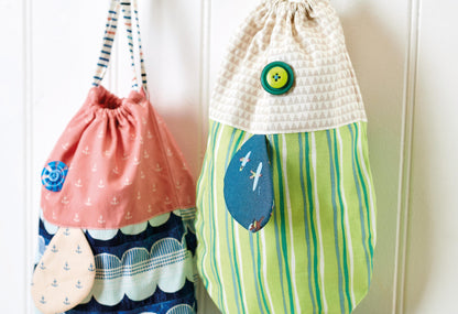 Kids Drawstring Fish Bags Sewing Pattern