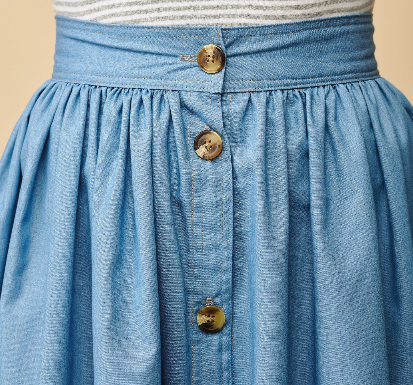 Midi Button Skirt Sewing Tutorial – No Pattern